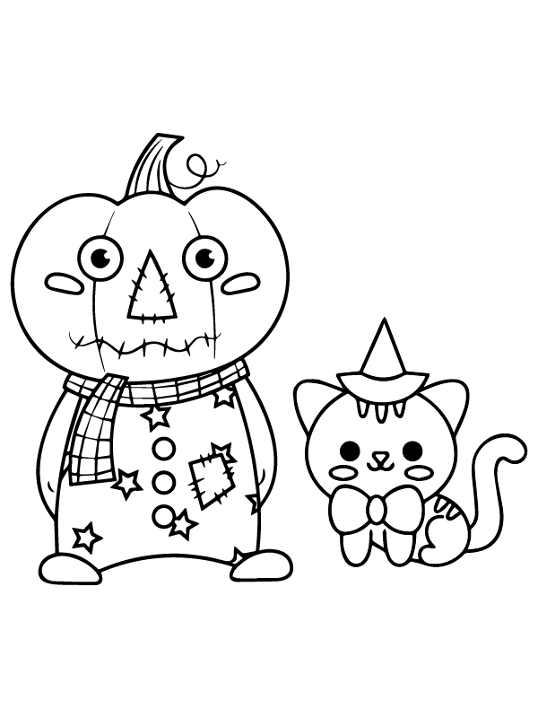 Monster Pumpkin and Cute Little Cat