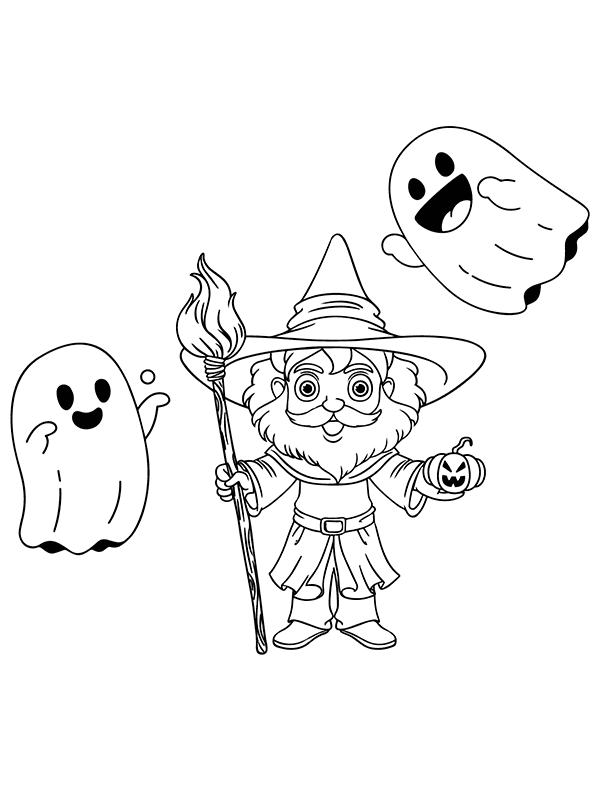 Wizard and Halloween Ghosts