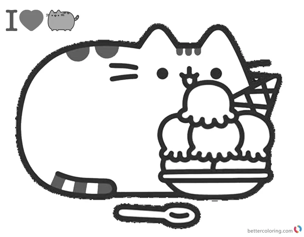 Pusheen Coloring Pages pusheen coloring pages yummy iceream free printable coloring pages 1000 X 780 pixels