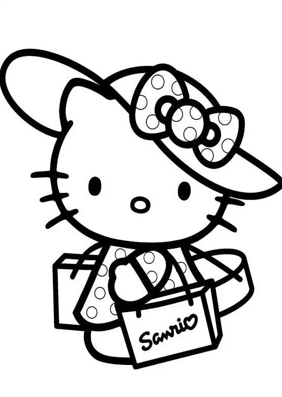 Hello Kitty Goes Shopping - Coloring Pages