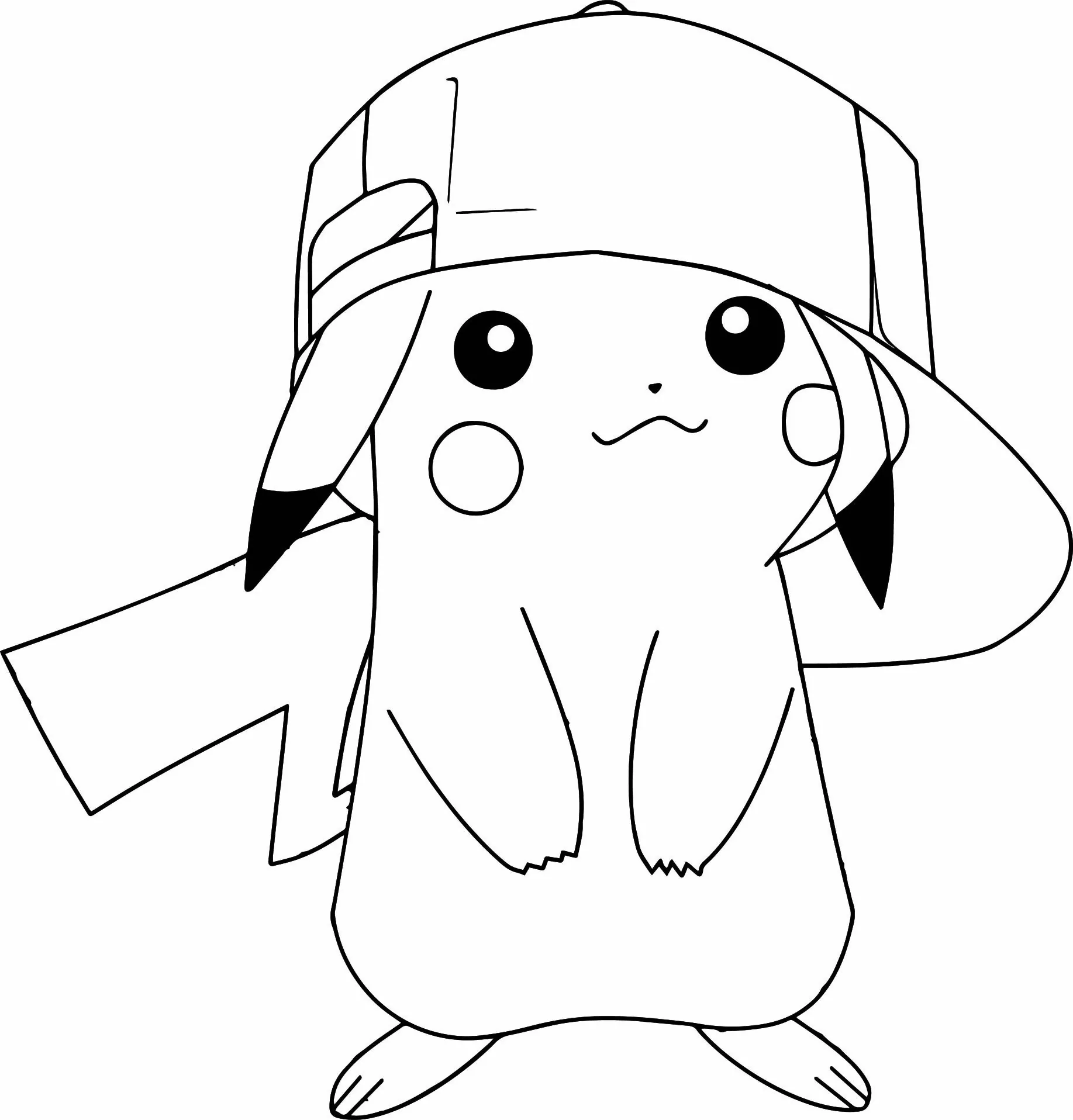 Pikachu Wearing A Hat Coloring Page - Free Printable Coloring Pages for ...