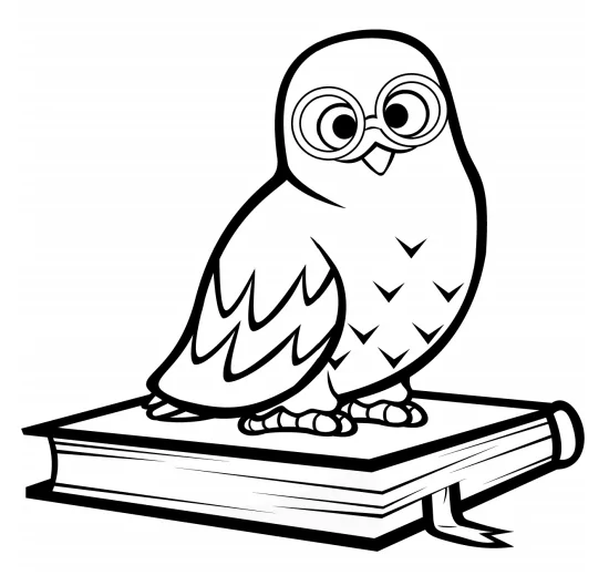 Owl On The Book Coloring Page - Free Printable Coloring Pages for Kids