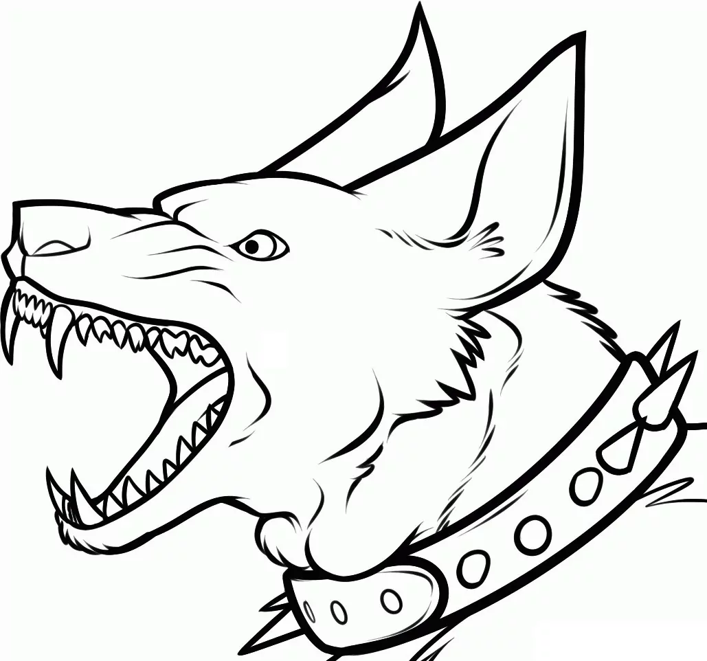 Scary Dog With Sharp Teeth Coloring Page - Free Printable Coloring ...