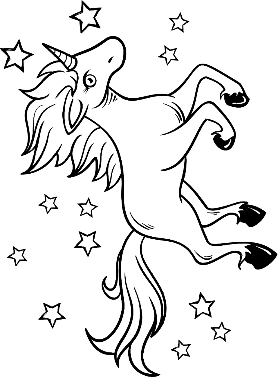 Unicorn And Stars Around Coloring Page - Free Printable Coloring Pages ...