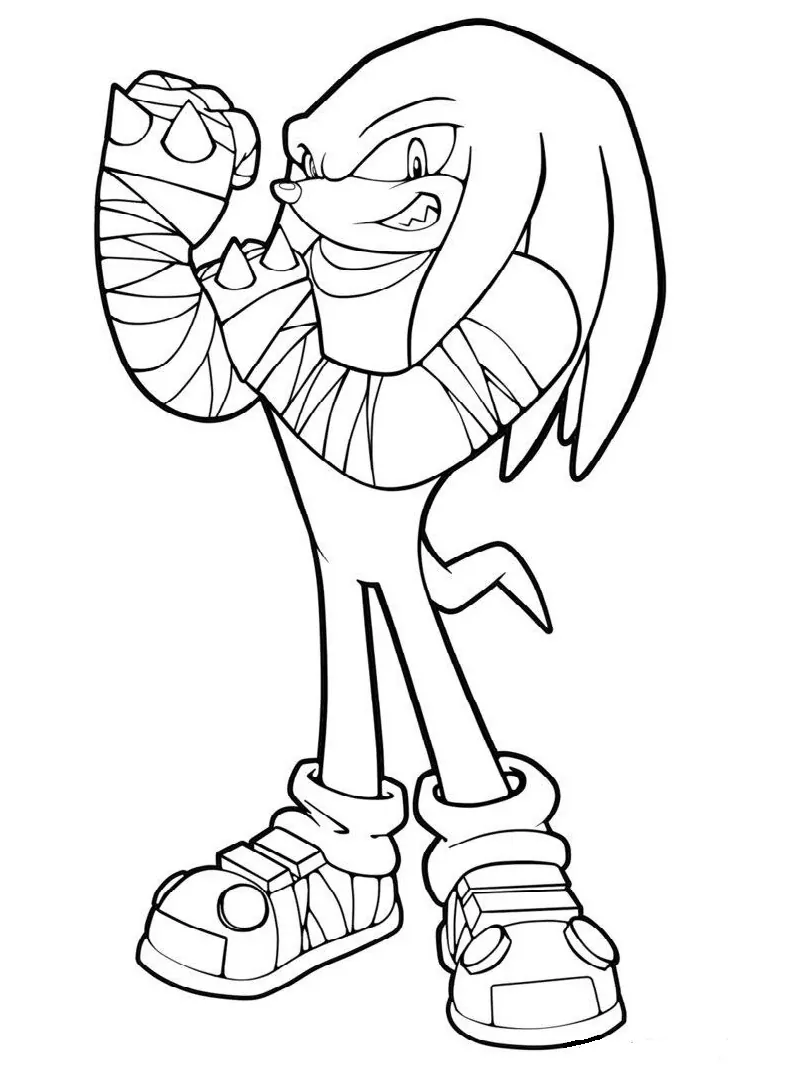 Knuckles The Echidna Ready To Fight - Coloring Pages