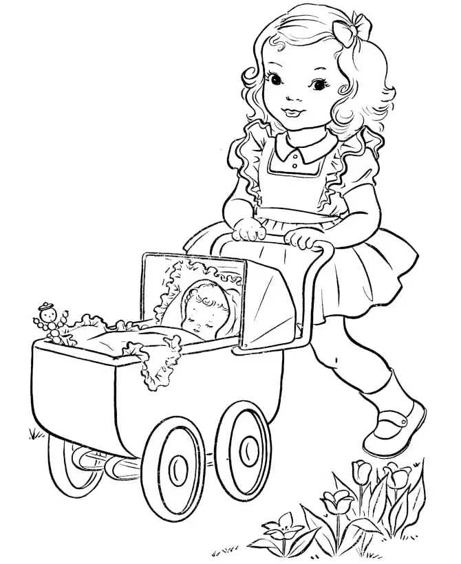Ein Baby im Kinderwagen