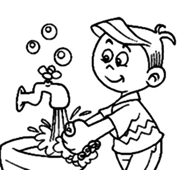A Boy Washing Hands