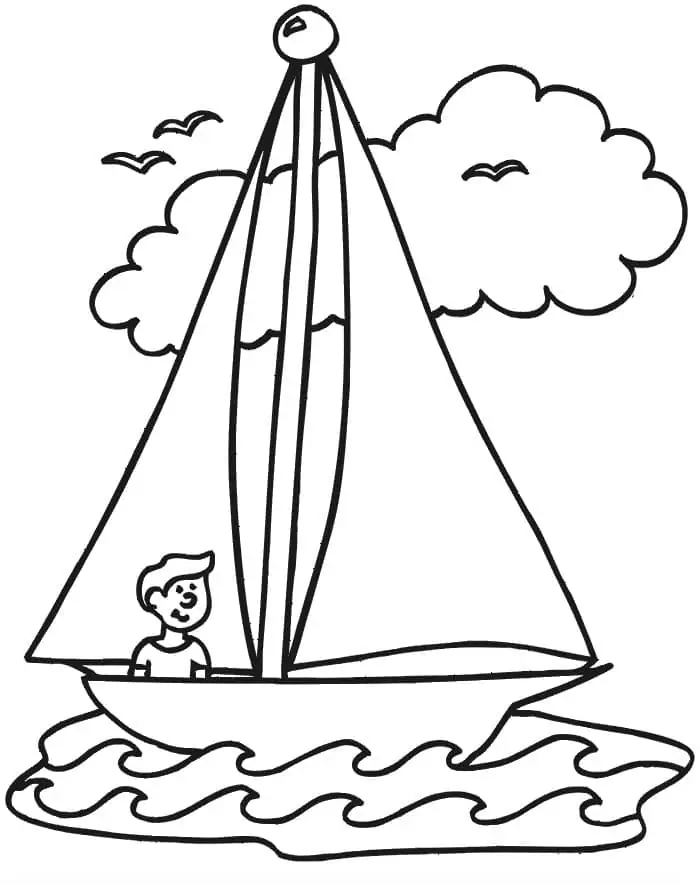 Ein Junge auf einem Segelboot