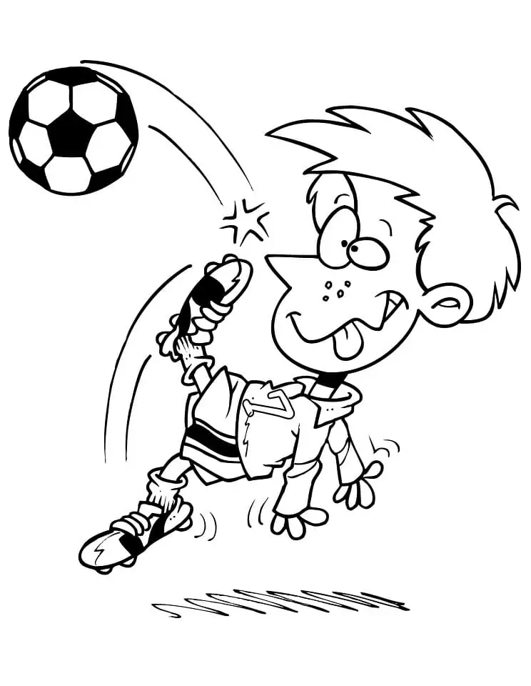A Funny Boy Playing Soccer