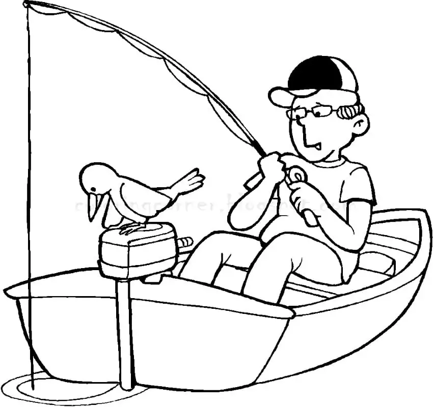 A Man Fishing on Boat