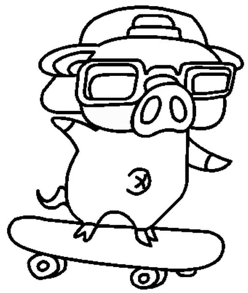 A Pig with Skateboard