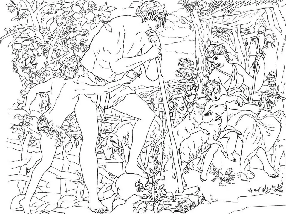 Adam und Eva mit Kain und Abel