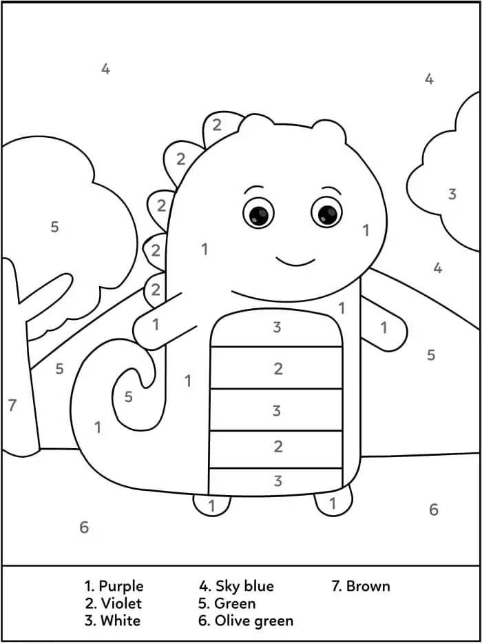 Dinosaur Color by Number - Free Printable Coloring Pages for Kids