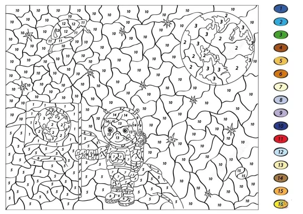 Adult and Advanced Color by Number - Coloring Pages