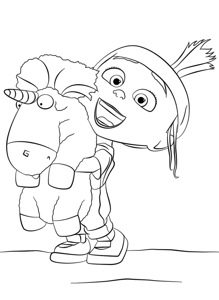 Agnes with Unicorn Coloring Page - Free Printable Coloring Pages for Kids