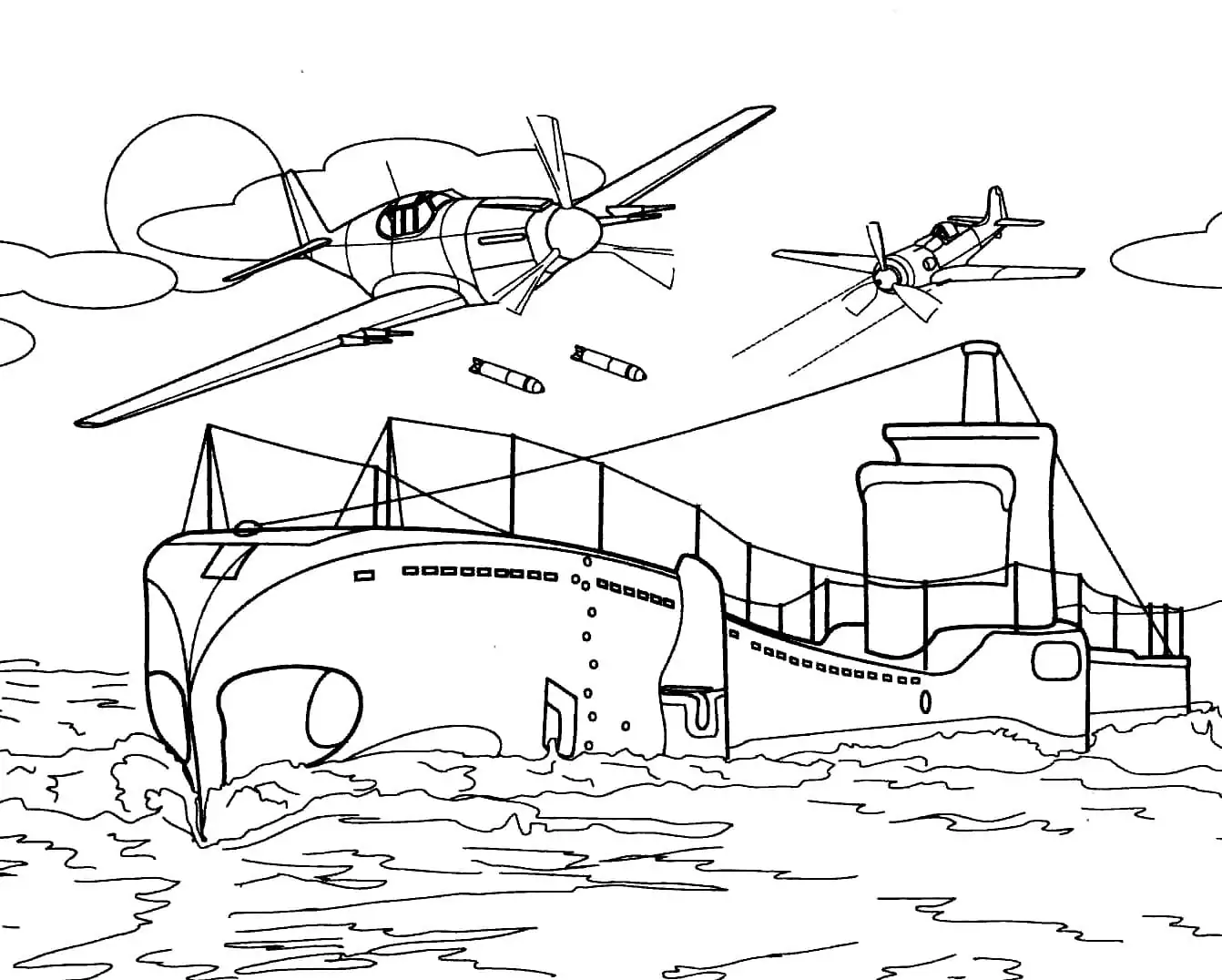 Aircrafts Attacking Submarine