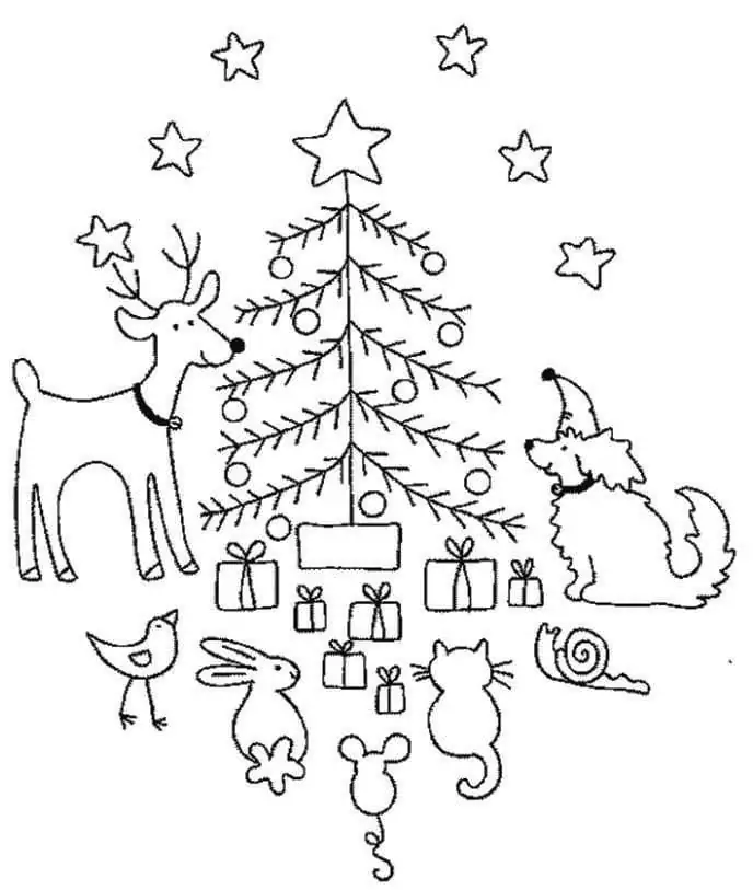 Animals and Christmas Tree