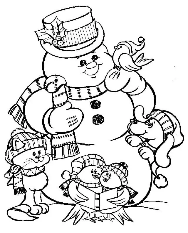 Animals and Snowman