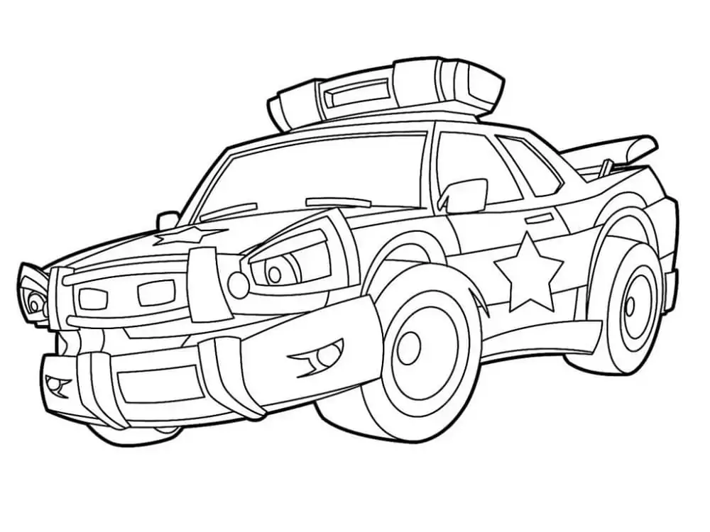 Animated Police Car Coloring Page - Free Printable Coloring Pages for Kids