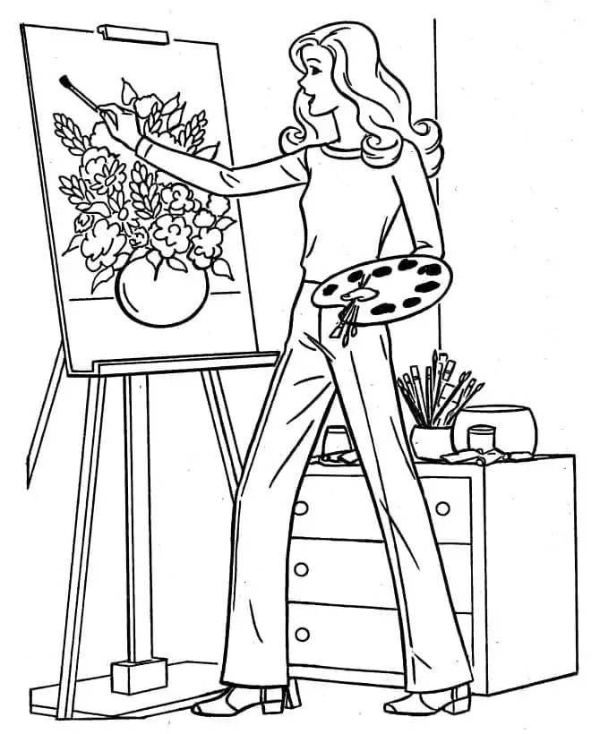 Artist Drawing Flowers