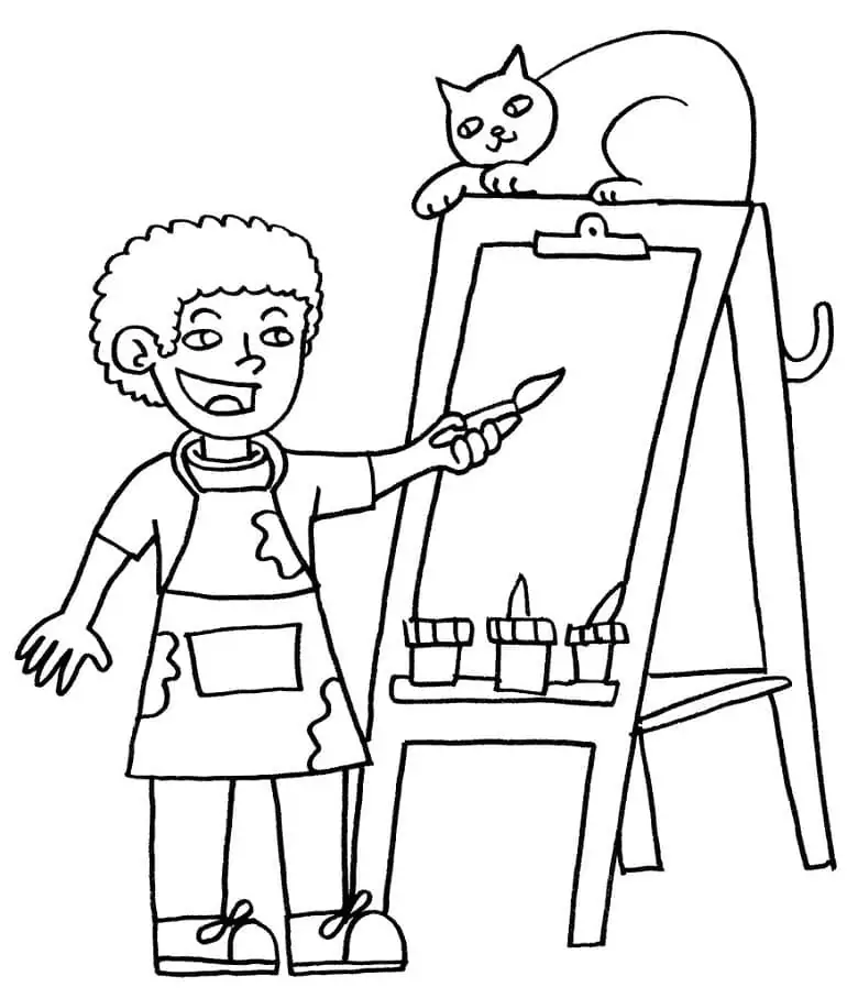 Artist and Cat