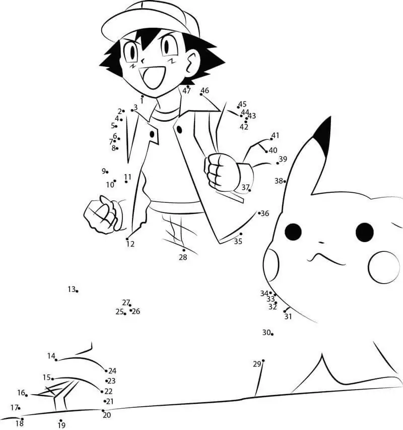 Ash and Pikachu Pokemon Dot to Dot