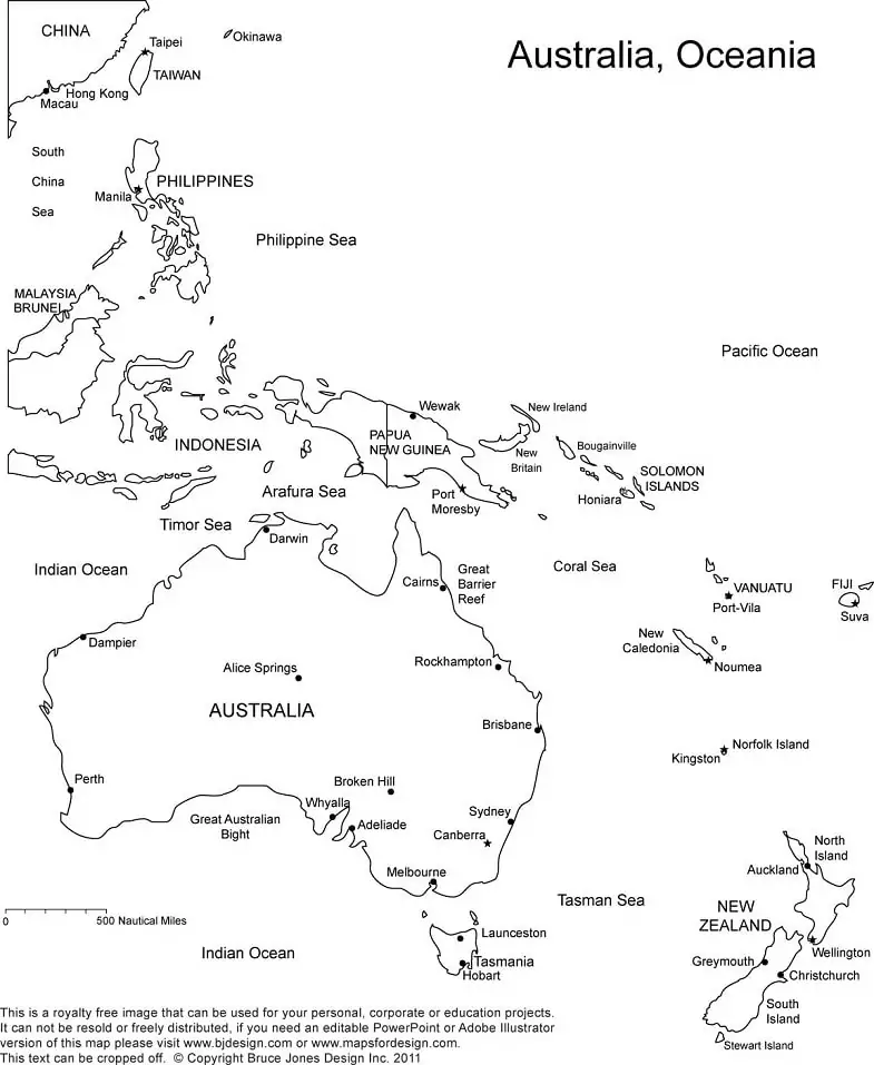 Australia and Oceania Map Coloring Page Free Printable Coloring Pages