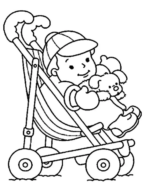 Baby Junge im Kinderwagen