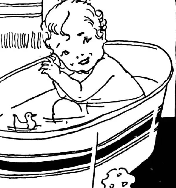 Baby In Bath With Rubber Duck