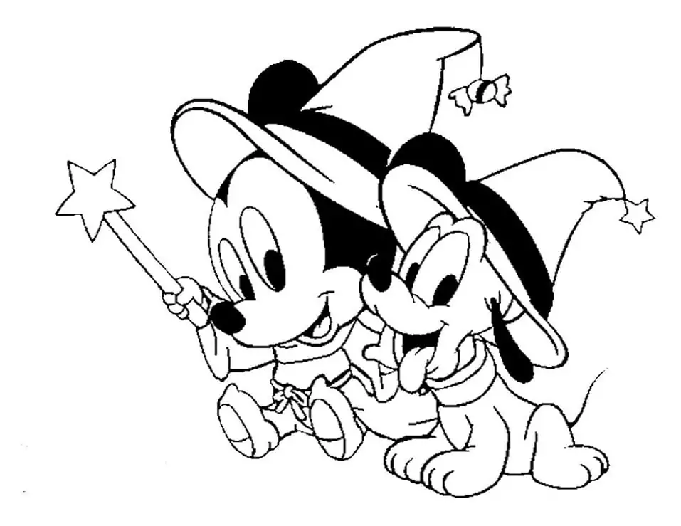 Baby Mickey and Pluto