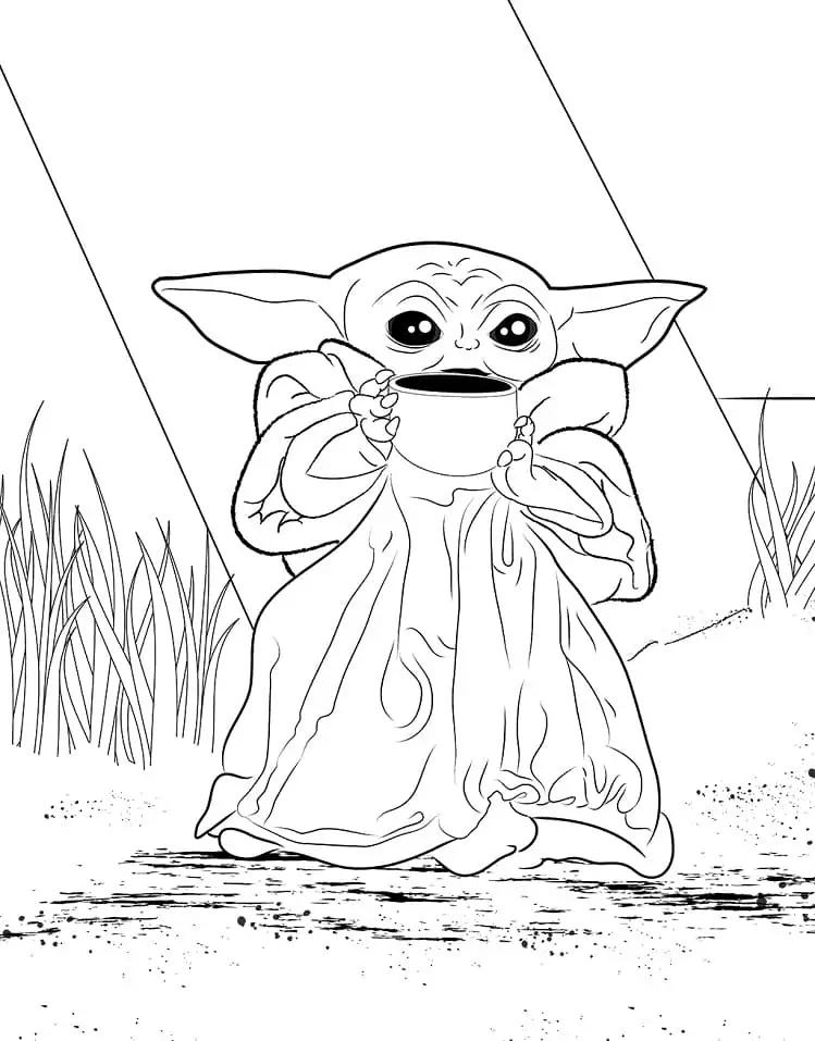 Baby Yoda with Cup of Broth