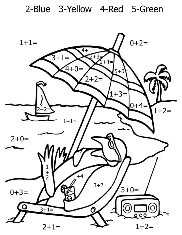 Beach Math Worksheet
