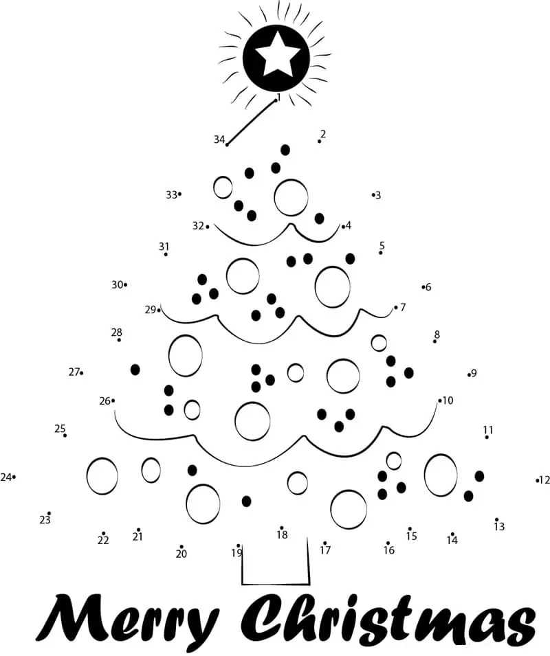 Beautiful Christmas Tree Dot to Dots