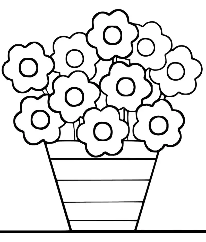 Flowers in Pot Coloring Page - Free Printable Coloring Pages for Kids