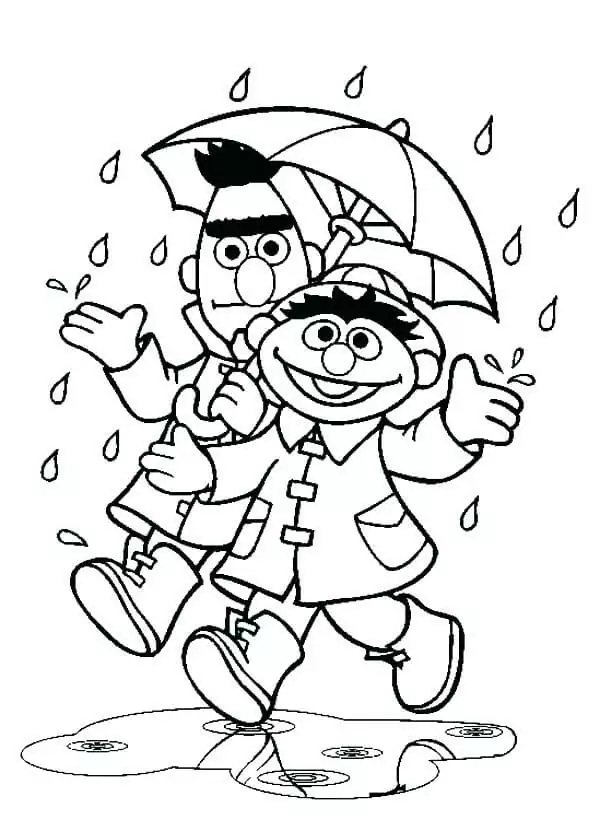 Bert und Ernie Regen