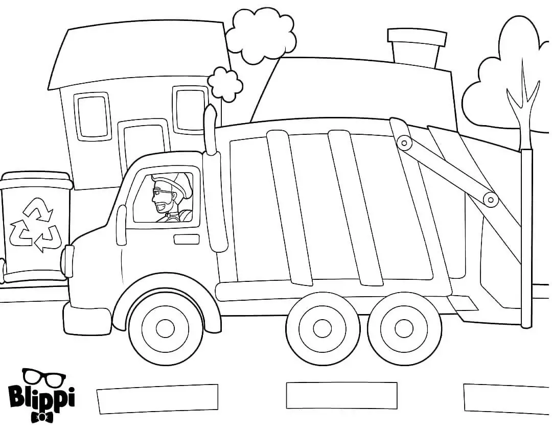 Blippi fährt Müllwagen