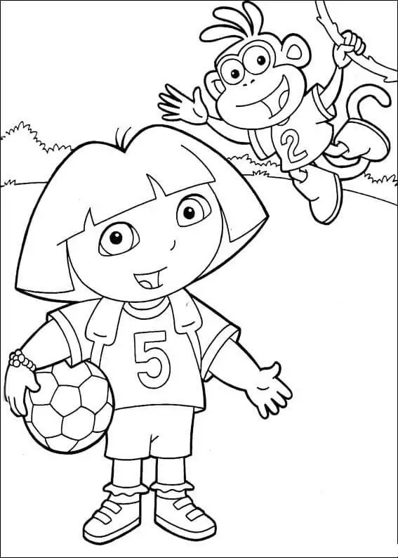 Boots and Dora Playing Soccer