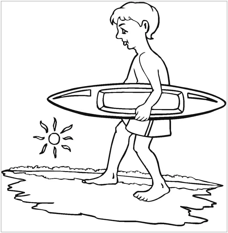 Boy Holding Surfboard