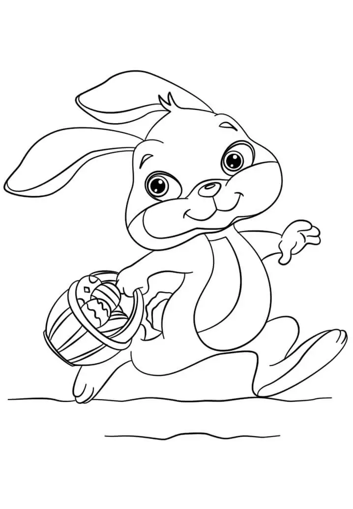 Bunny Running with Easter Basket