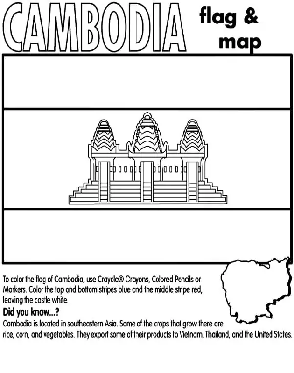 Cambodia Flag and Map