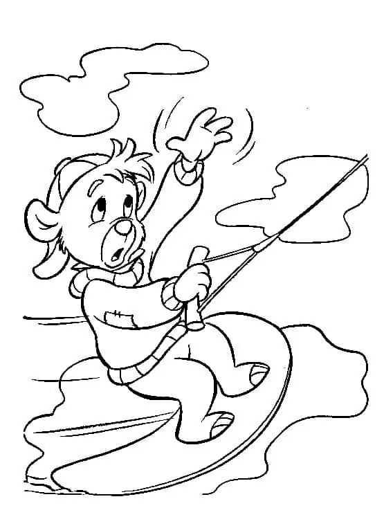 Cartoon Bear Surfing