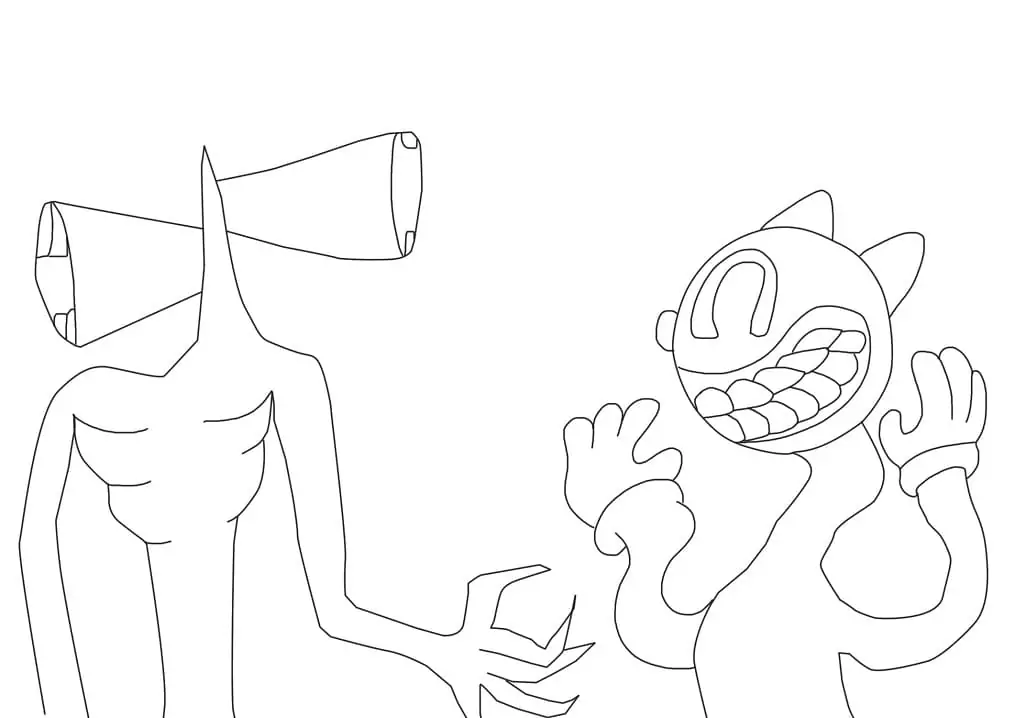 Cartoon Cat and Siren Head