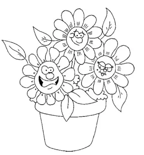 Cartoon Flowers in Pot