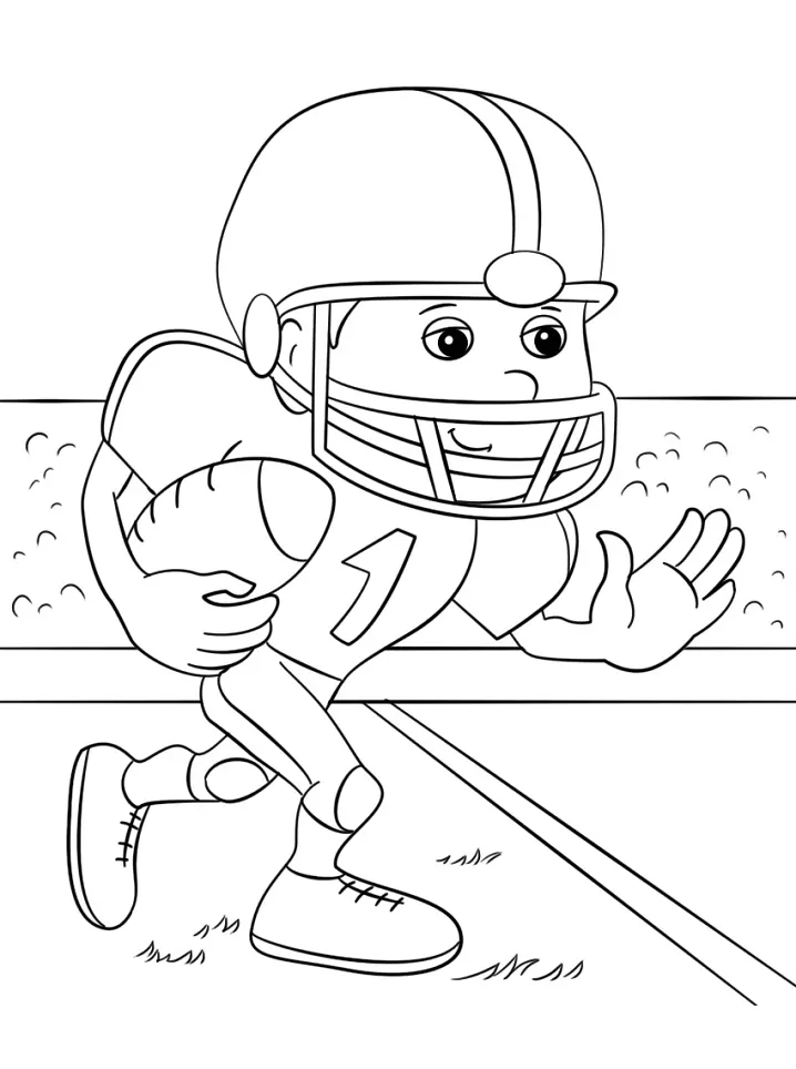 Cartoon Football Player Coloring Page - Free Printable Coloring Pages ...