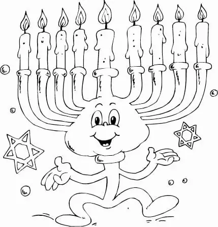 Cartoon Hanukkah Menorah