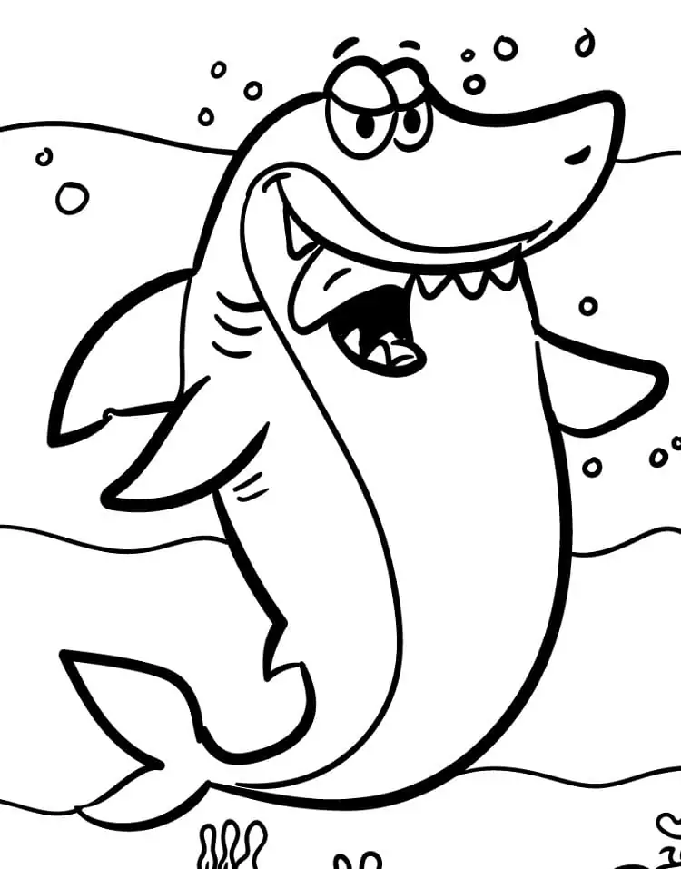 Cartoon Hungry Shark - Coloring Pages