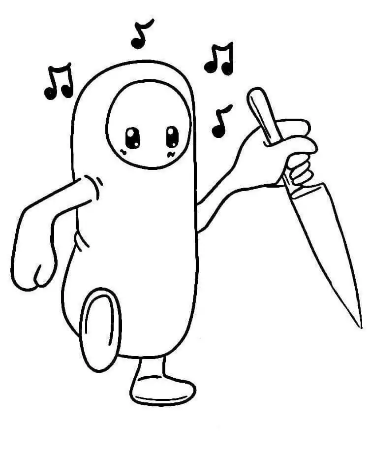 Character with Knife Fall Guys