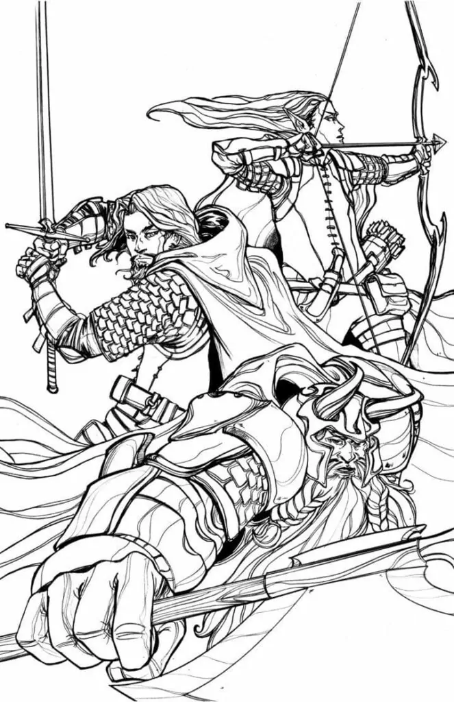 Characters from The Lord of the Rings Coloring Page - Free Printable ...