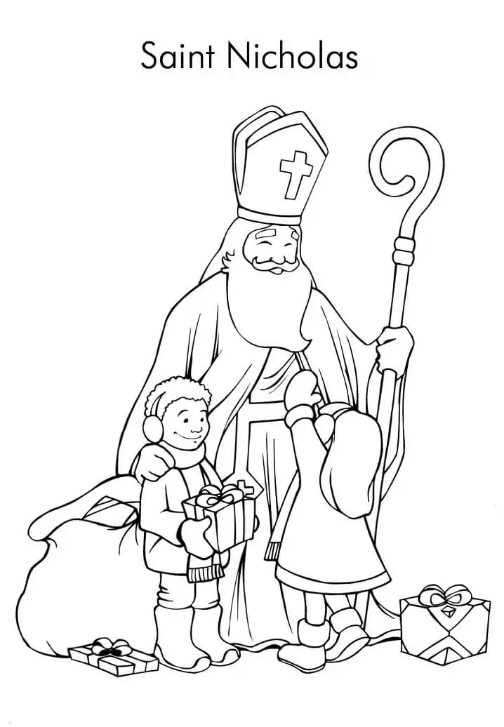 Kinder und der Heilige Nikolaus