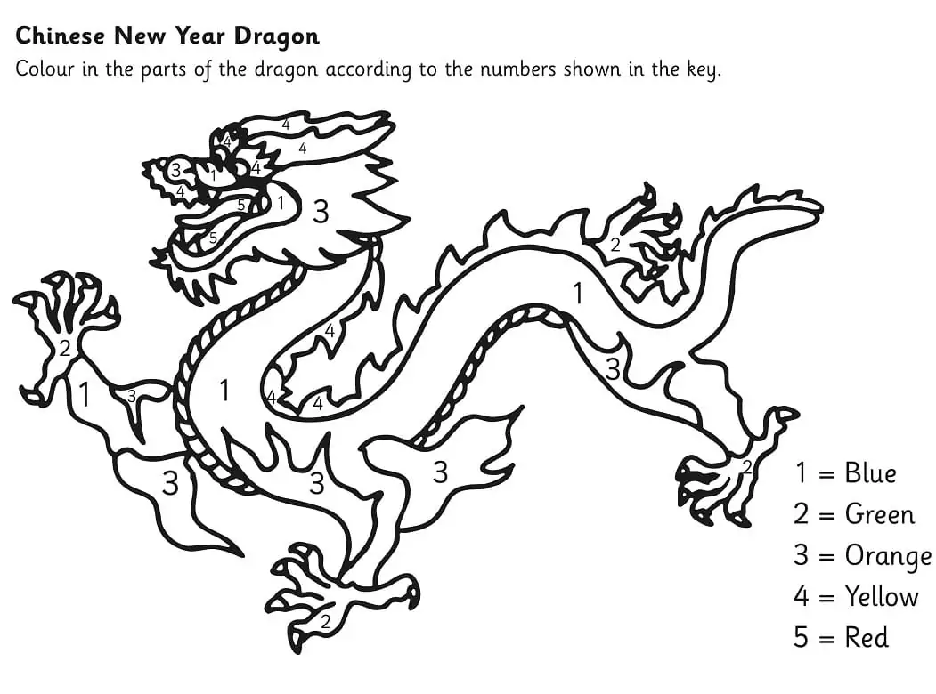 Chinese Dragon Color by Number
